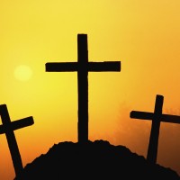 Silhouettes of Three Crosses